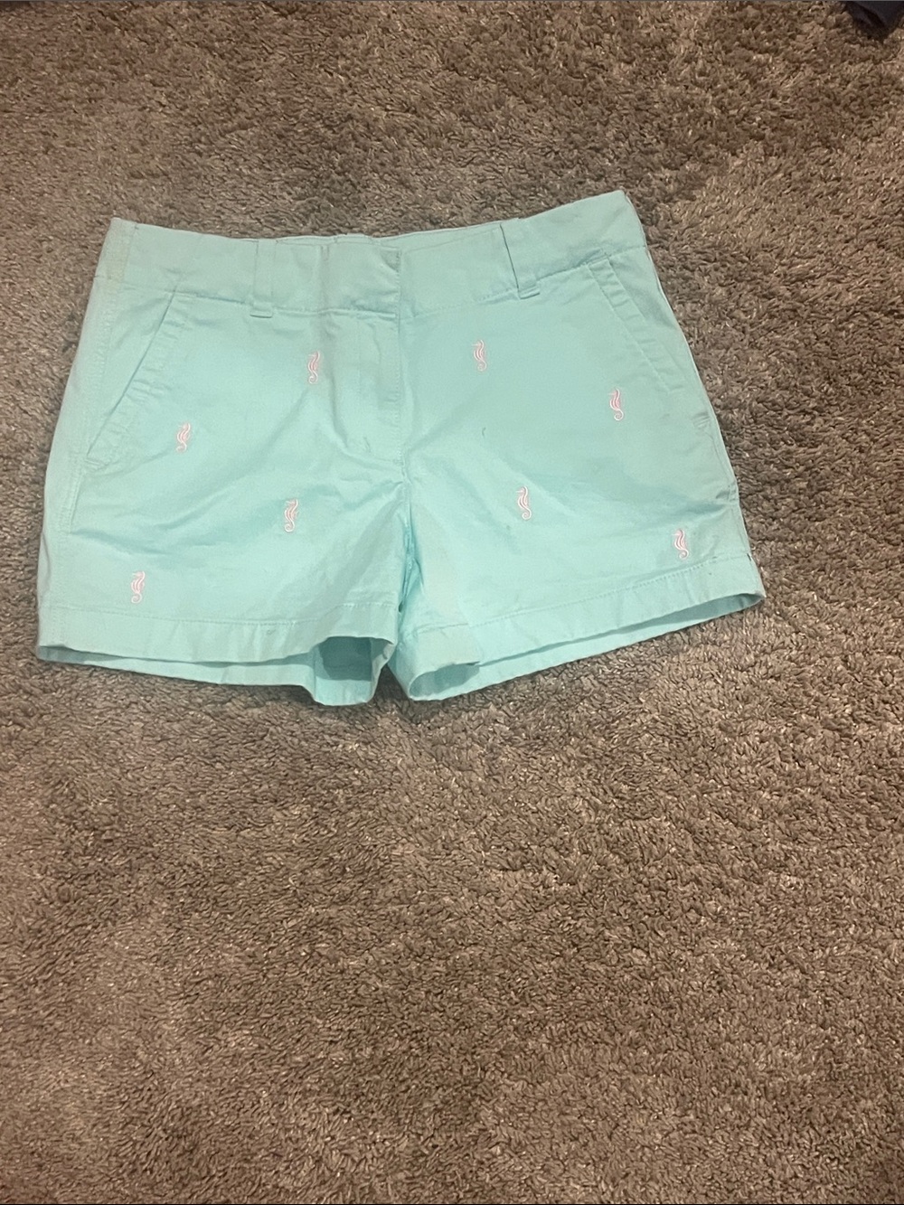Vineyard Vines Mint Shorts with Pink Embroidery